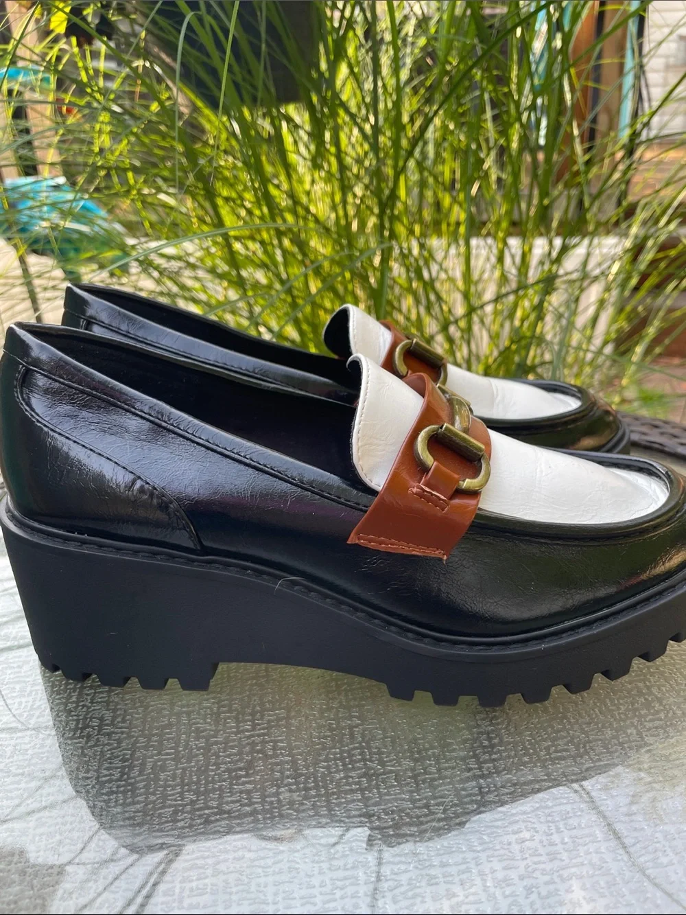 SM New York Alix Woman’s Wedge Chunky Slip-On Loafers 9 Med NWOT